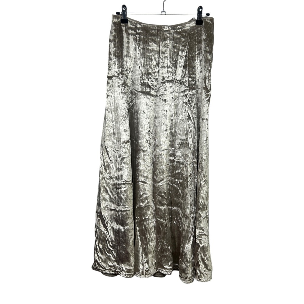 Crushed Velvet Midi Skirt‎ L Champagne Y2K Glam Party Minimalist House Harlow